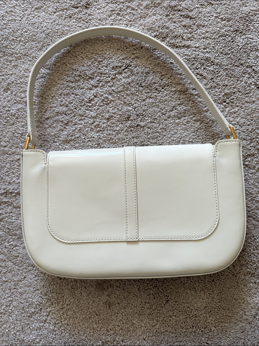 By Far Classic Cream Shoulder Bag with Gold Buckle - Picture 2 of 7